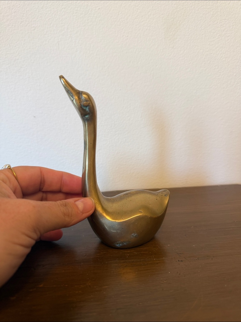 Brass Swan Figurine Decorative Accent - Metallic Gold